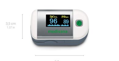 medisana PM 100, oxímetro de pulso medidas pulsioximetrodedo.com